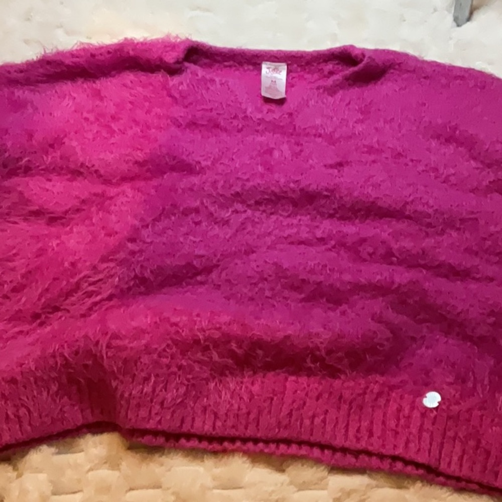 Justice Pink Crew Neck Sweater with Textured Knit
